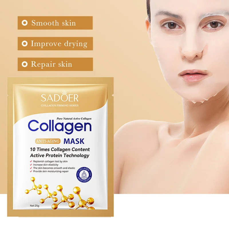 10pcs SADOER Collagen Facial Masks for Face skincare Moisturizing Brightening Hydrating Firming Face Mask Sheet Mask Skin Care