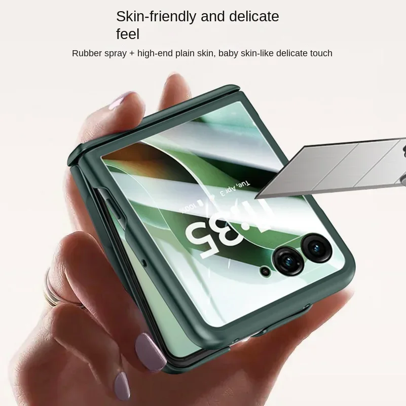 Spring Hinged PU Leather Case with Tempered Glass Protector, All-Inclusive Cover