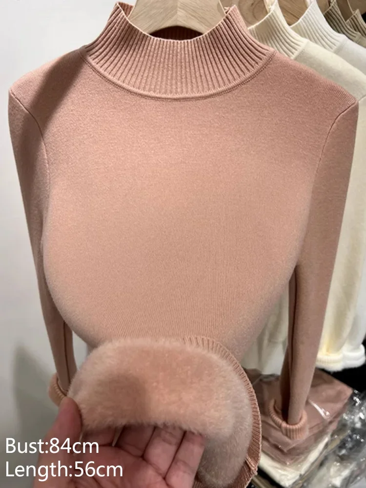 New Autumn and Winter Elegant Semi-turtleneck Women's Long-sleeved Sweater Fashionable Solid Color Knitwear Bottoming Shirt