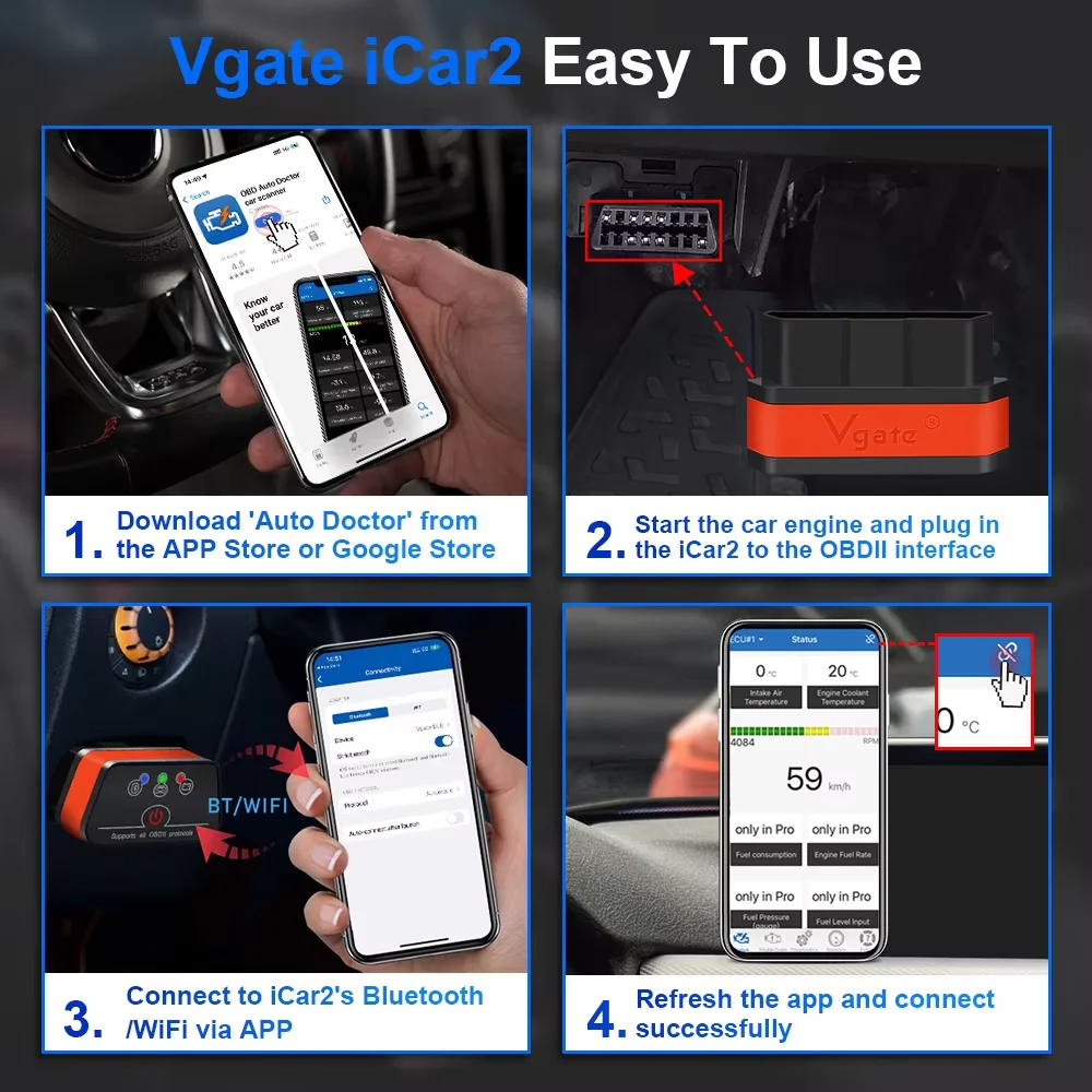 2025 Vgate iCar2 obd2 scanner Bluetooth/Wifi version car/moto scan tools supports TuneECU for Triumph motorcycles 5