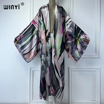 WINYI kimono boho beachwear Cardigan sexy loose swimsuit evening dress abaya cover-ups beach outfits african dresses for woman 1