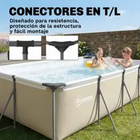 Piscine tubulaire démontable Outsunny 394,5 x 208,3 x 80,5 cm 6075 L, piscine rectangulaire avec structure métallique stable, patch de réparation, pompe filtrante non incluse pour 4 à 6 personnes, jardin, extérieur, gris 6