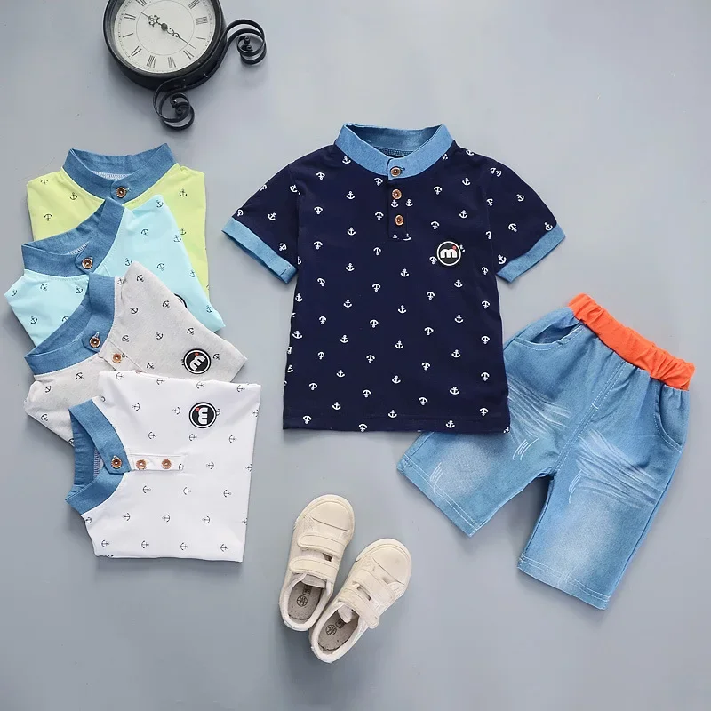 2 pieces Summer Boys Clothes Sets Baby Boy T-shirt Shorts Cotton Clothing