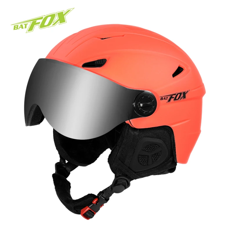 

BATFOX ski helmet with glasses Integrated High Quality winter Outdoor Sports men women Ski Snowboard Skateboard Skiing Helmet