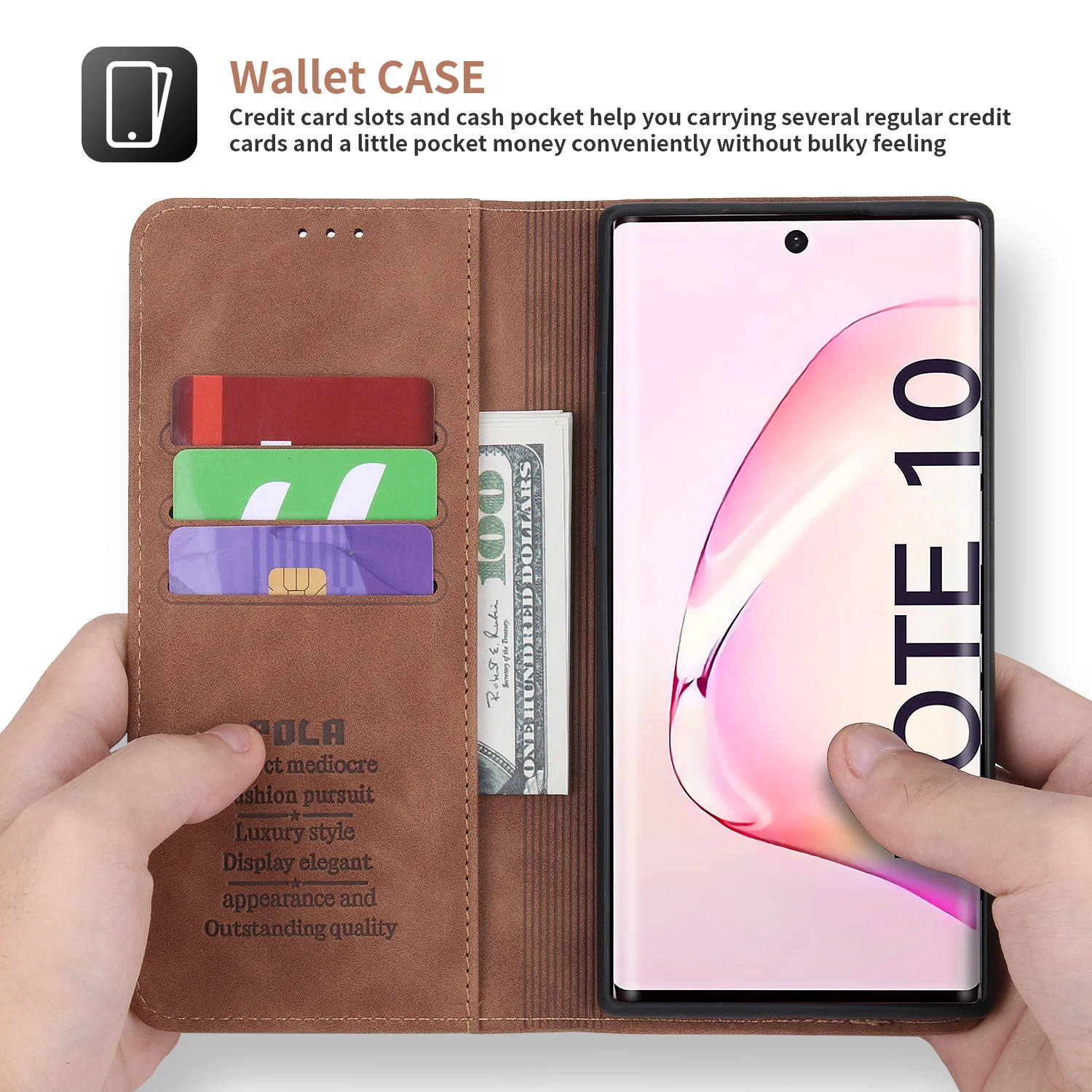 Premium PU Leather Flip Wallet Cover Case
