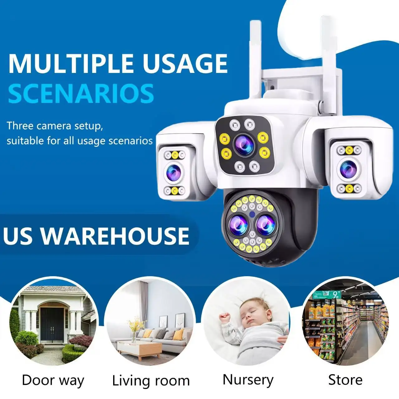 20MP WiFi IP Camera 10K HD Three Screens Smart Home Wireless Surveillance Cameras AI Auto Detect Tracking Security Camera YOOSEE 4