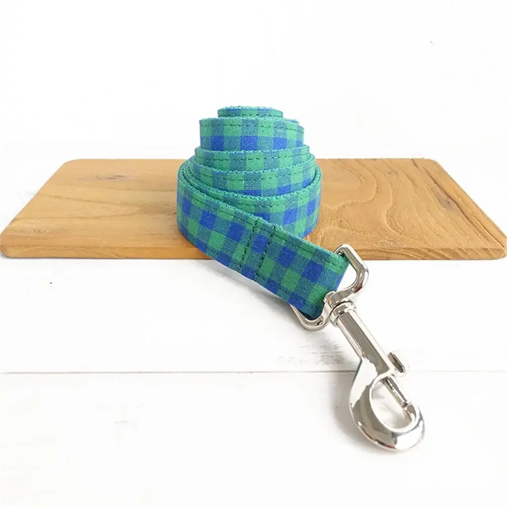 Personalized Pet Collar Free Engraving Puppy Nameplate ID Tag dog collar pet leash set Adjustable Buckle Green Blue Suit Plaid Collars Leash