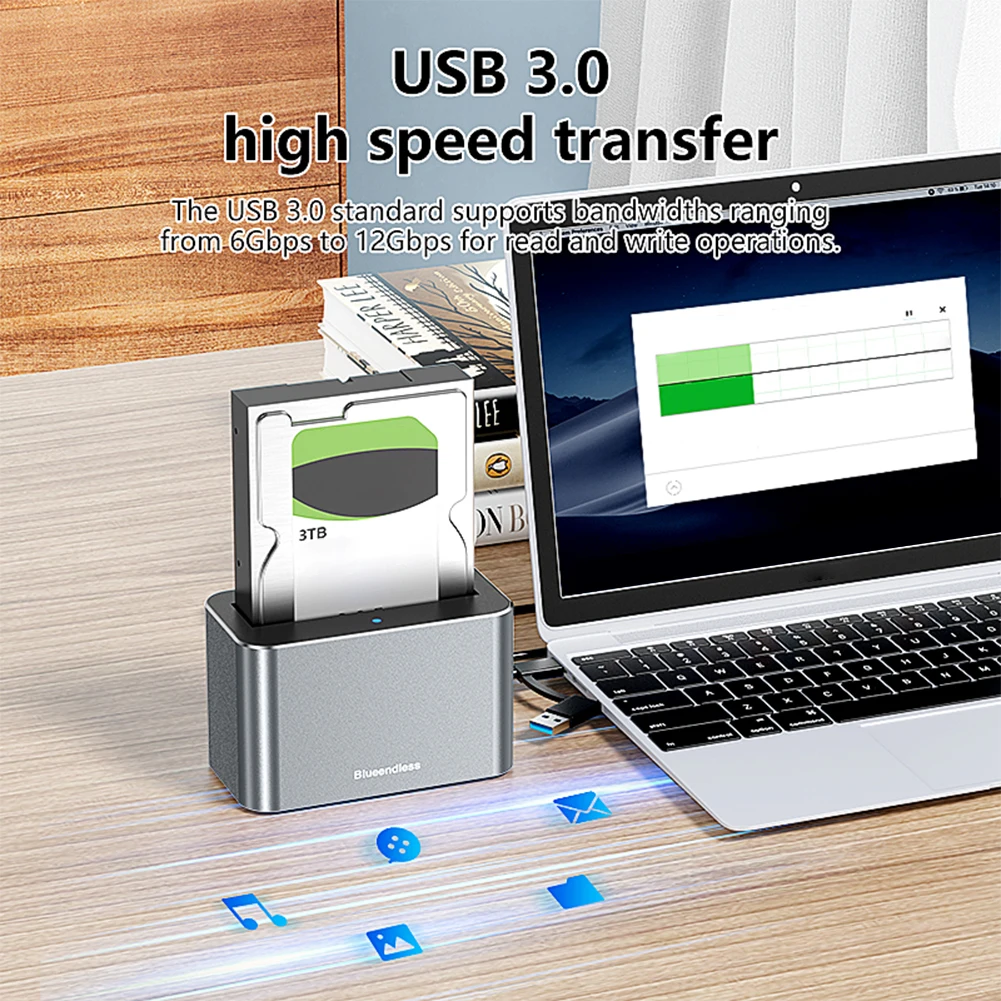 하드 드라이브 도크 5Gbps USB3.0 - SATA/SAS 외장형 하드 드라이브 도킹 스테이션 20TB(2.5/3.5인치 SATA/SAS HDD SSD용)