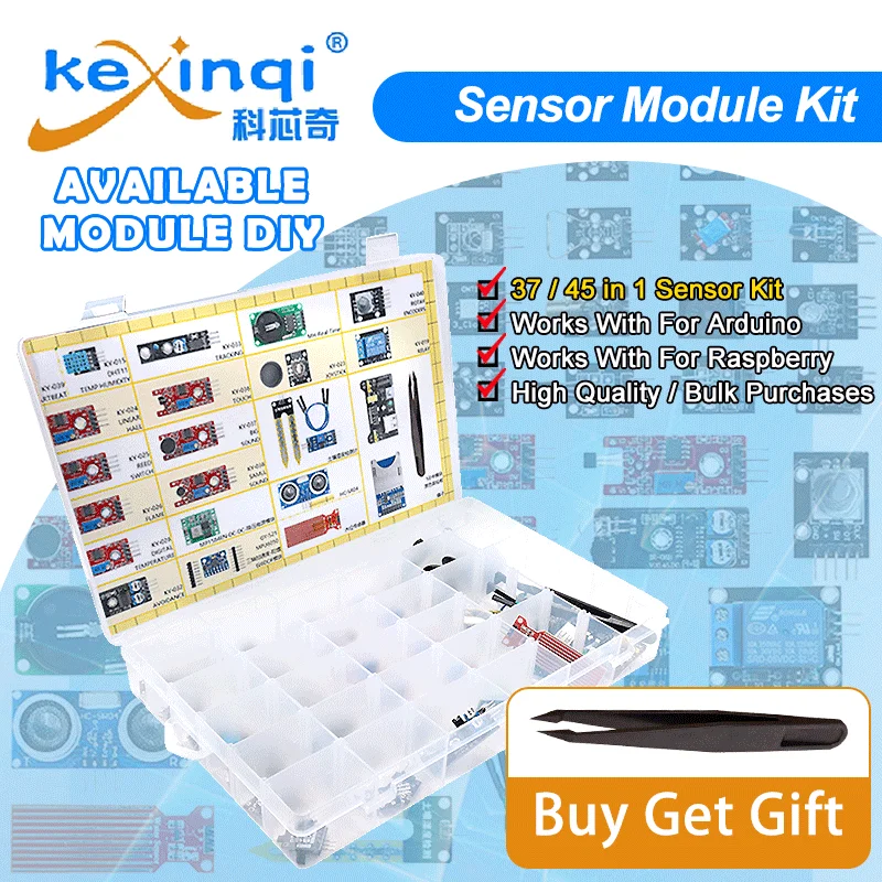 45 in 1 Sensors Modules Starter Kit For Arduino Better than 37 In1 ...