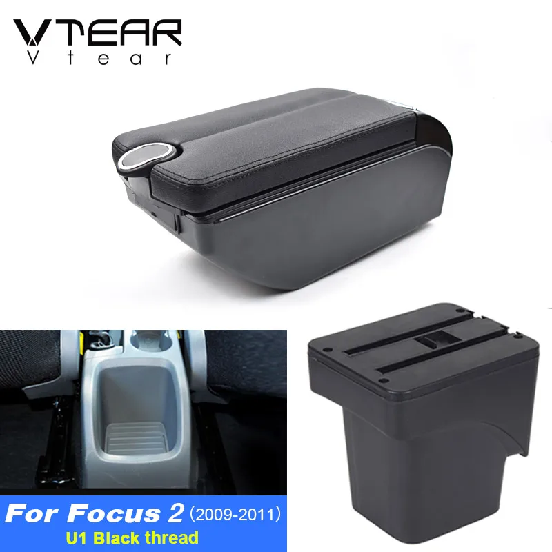 

Vtear For Ford Focus MK3 accessories car armrest ABS arm rest leather storage box USB decoration car-styling interior parts 2017