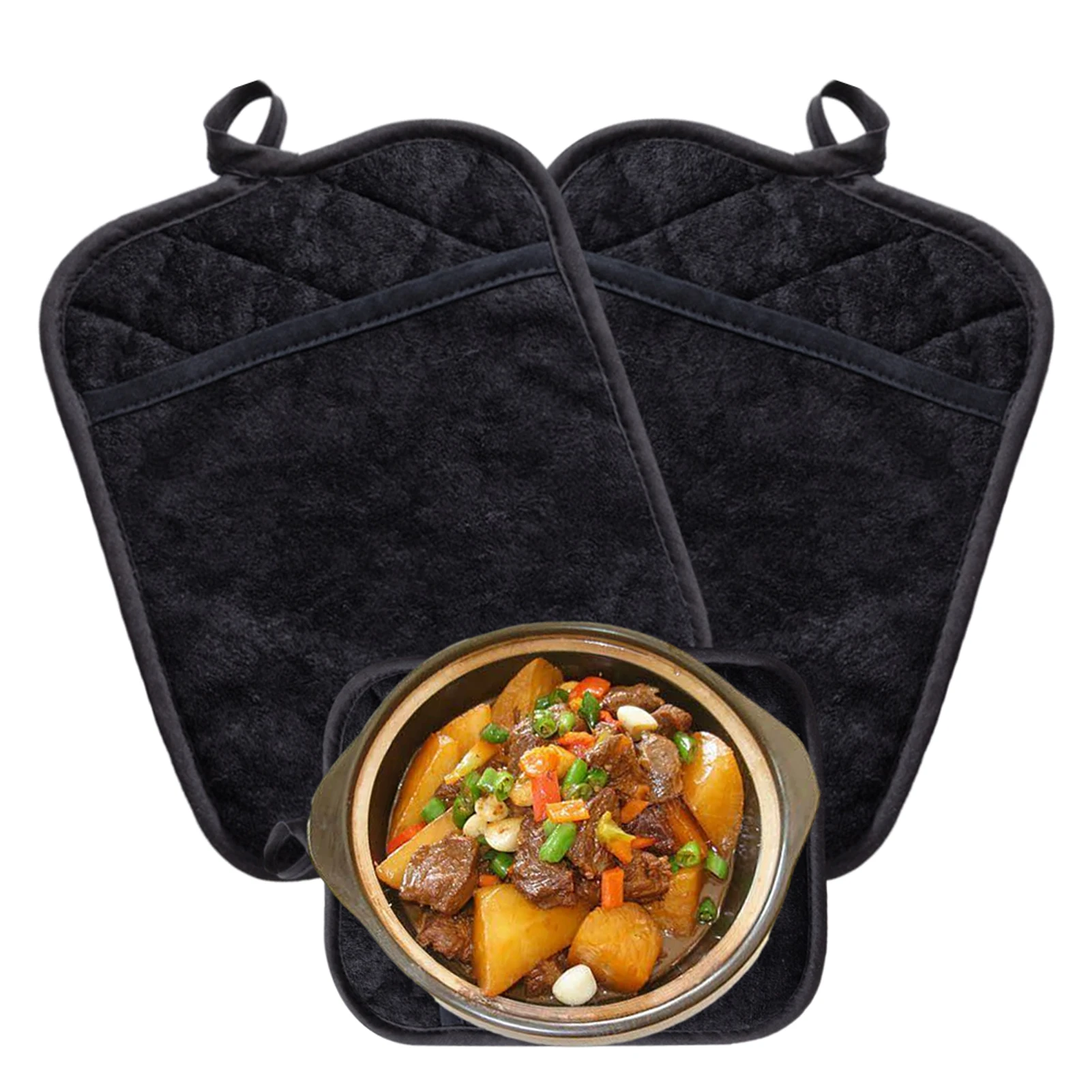 

2pcs Reusable Cooking With Pocket Protective Oven Protector Restaurant For Kitchen Universal Pot Holder Heat Resistant Baking