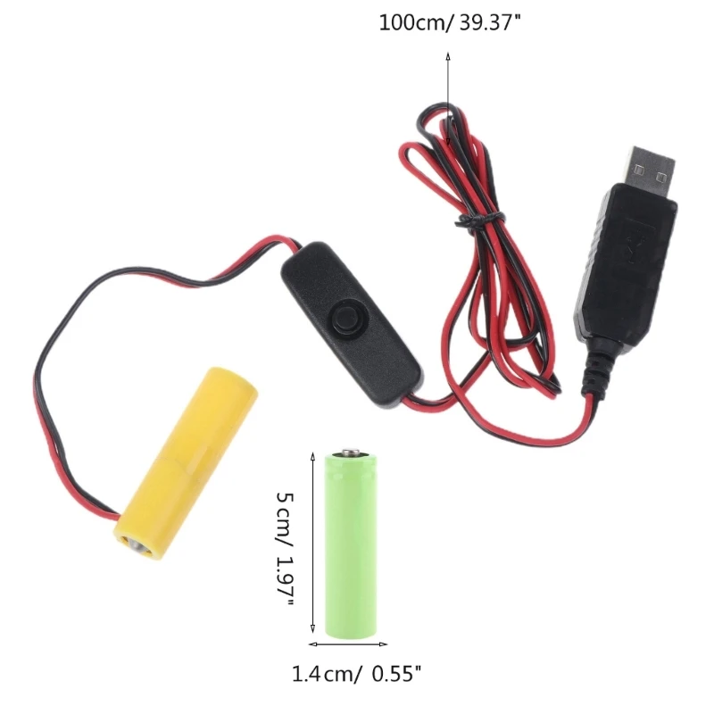 31BA USB to 3V (2x1.5V) LR6 AA 더미 배터리 제거 케이블 리모컨 라디오 LED 라이트용 ON/OFF 스위치 포함