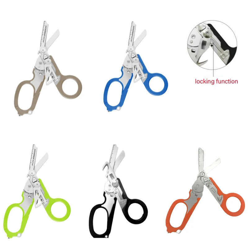 Multifunctional Trauma Folding Tactical Scissors Stainless Steel Emergency Response Scissors Outdoor Camping Rescue Scissors