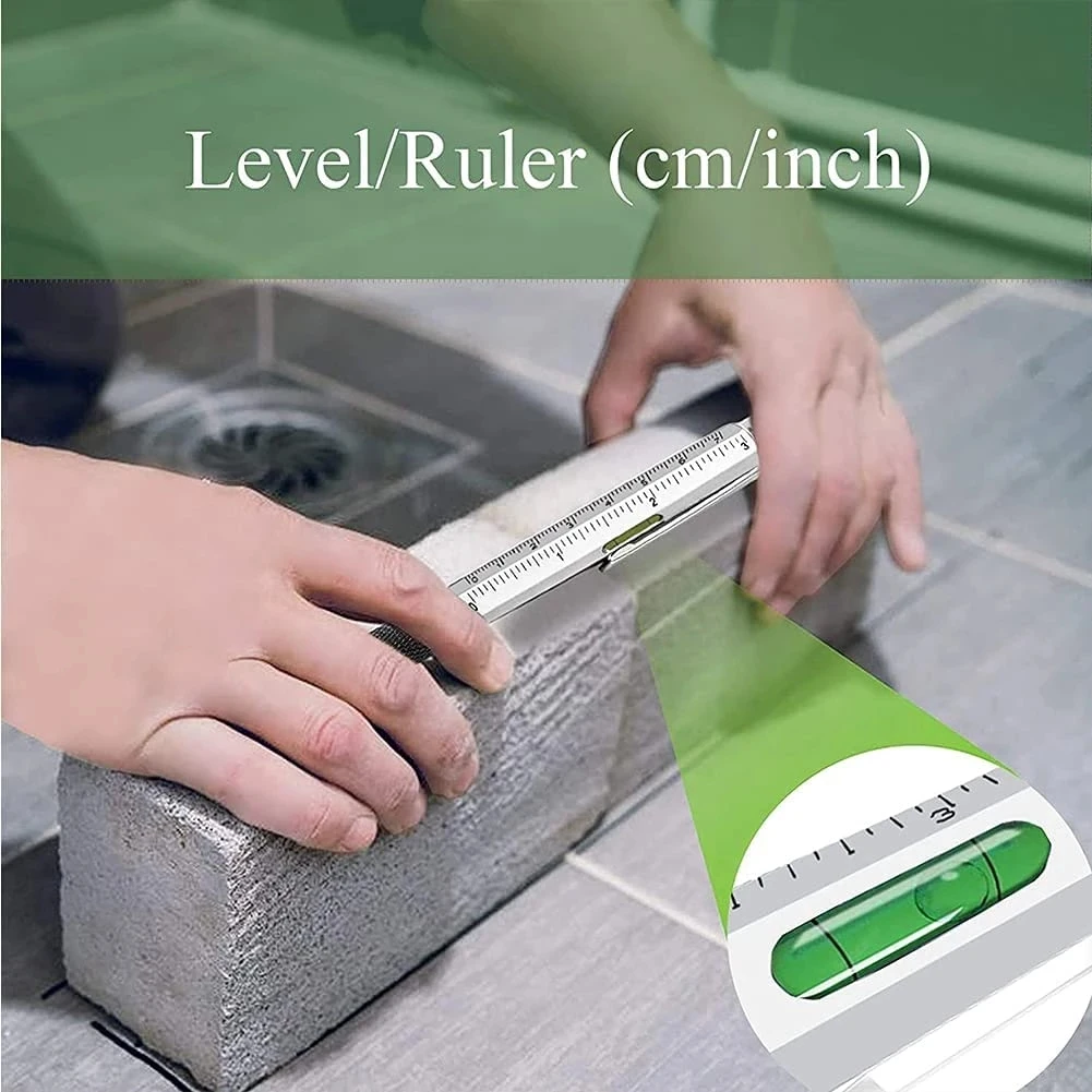 Multi-Function Ballpoint Pen Modern Handheld Tool Measure Technical Ruler Screwdriver Touch Screen Stylus Spirit Level