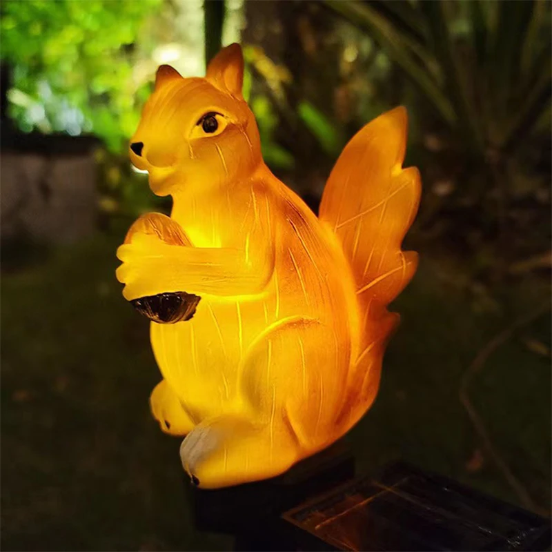 Outdoor Decor Lawn Decorations Solar Light Garden Lamp Stake Ground Plug Landscape Yard Lights Squirrel-shape Powered Pathway