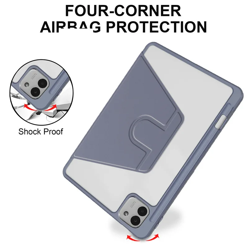 Rotating 13.3-inch Tablet Case with Pencil Holder and Acrylic Back