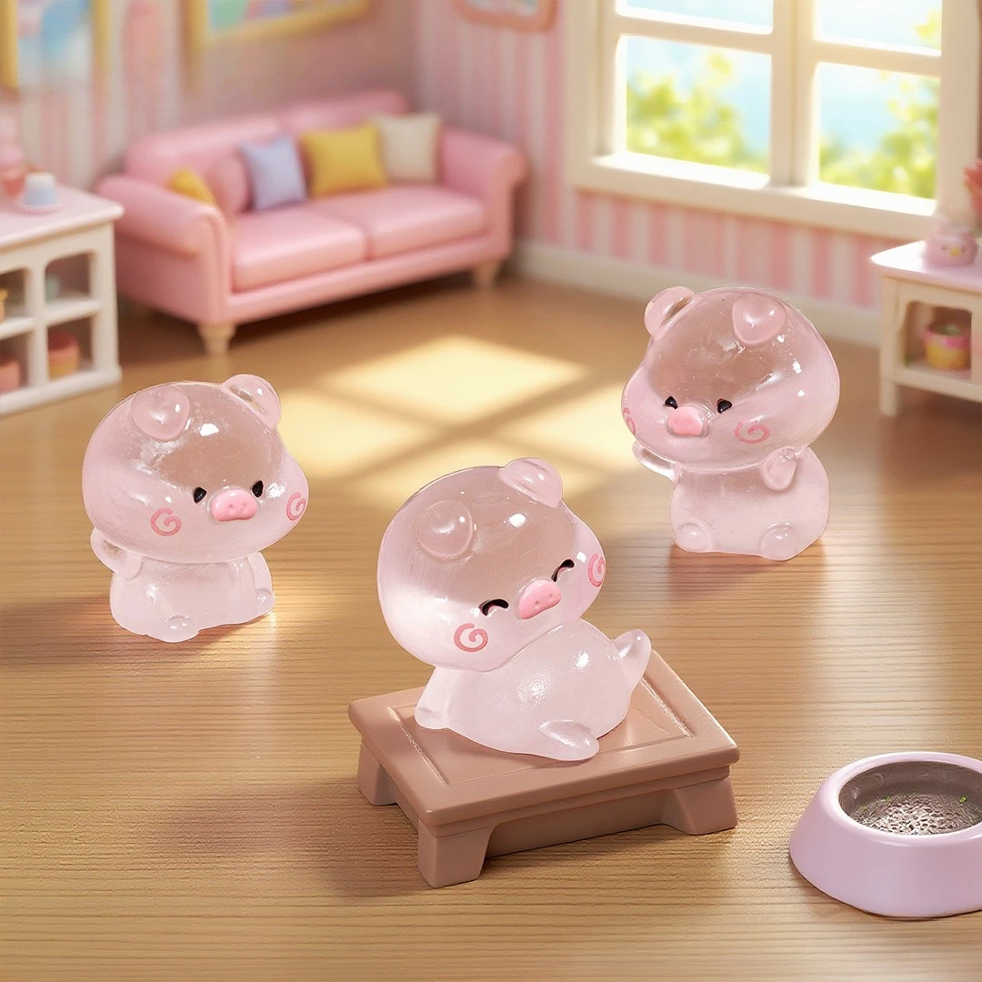 50/20PCS Mini Pink Pig Glow At Night Kawaii Home Decor Luminous Cute Piggy Miniature Figurines Desk Decoration DIY Accessories 3