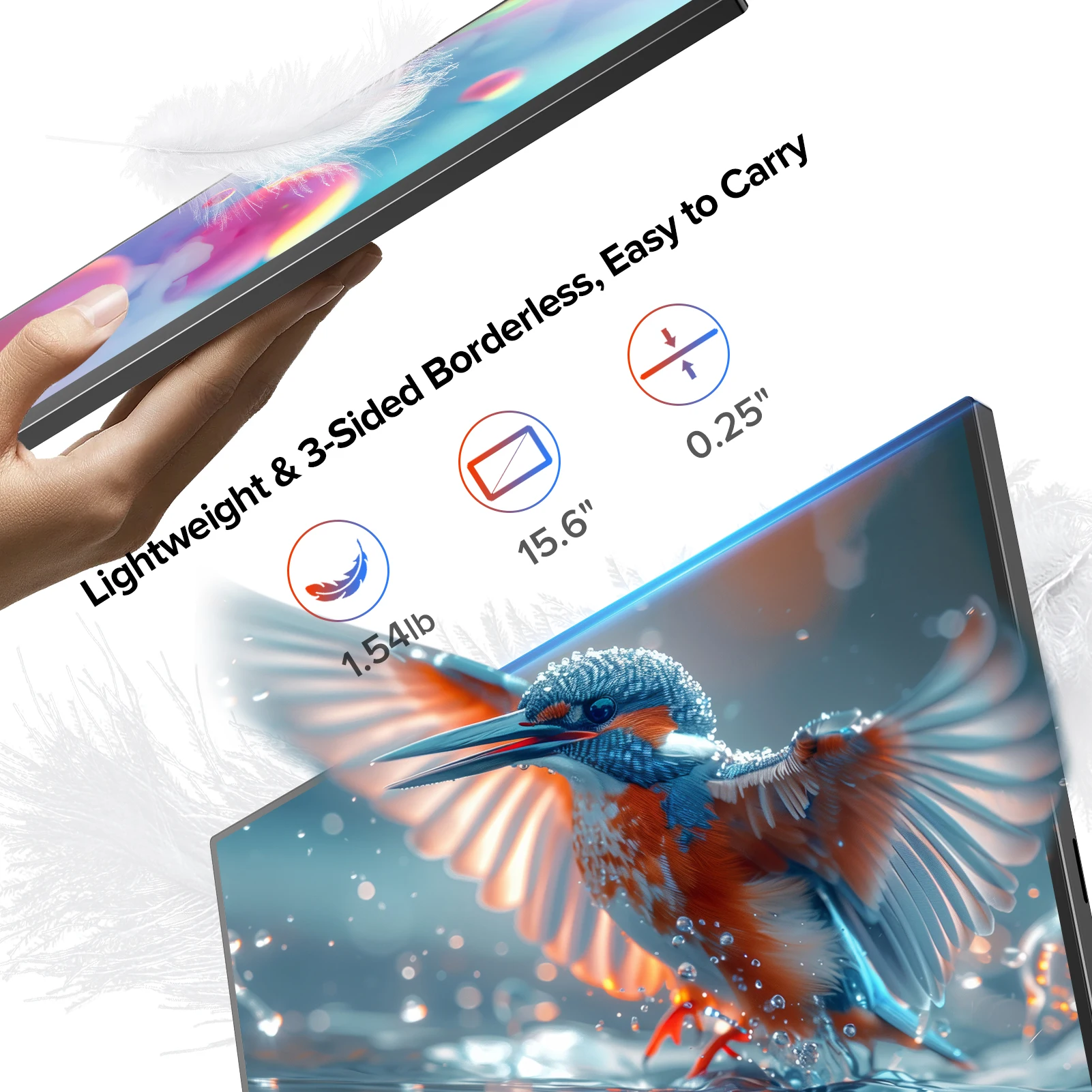 EVICIV ޴  ġũ 15.61080P IPS 10 Ʈ ġ ũ USB C HDMI Ʈ   ܺ  Ʈ Mac ġ Xbox º PC ȭ