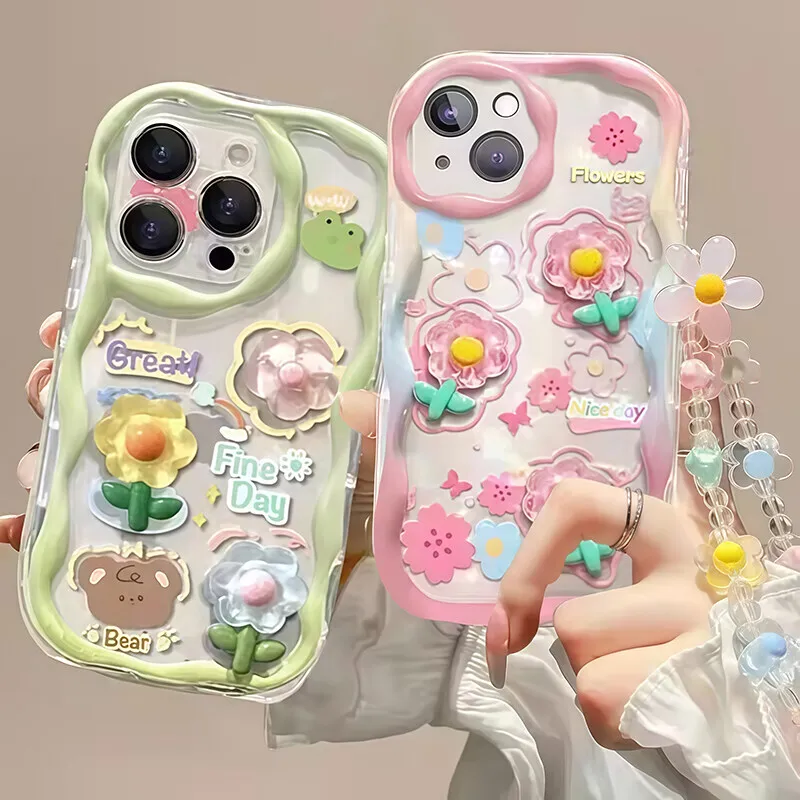 Floral 3D Flower Chain Soft Phone Case