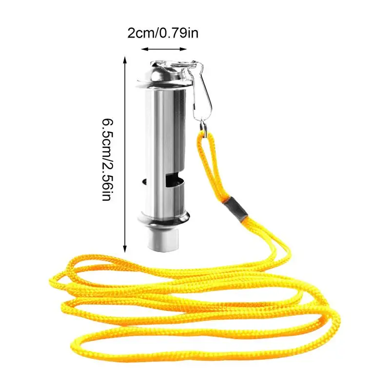Stainless Steel Whistle Security Portable Warning Metal Whistle With Lanyard Emergency