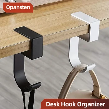 Gancio Organizzatore da Scrivania in Alluminio, Design Antiscivolo, Elegante Nero e Bianco, per Organizzazione Scrivania Ufficio e Studenti, Ganci Utilitari per Borse
