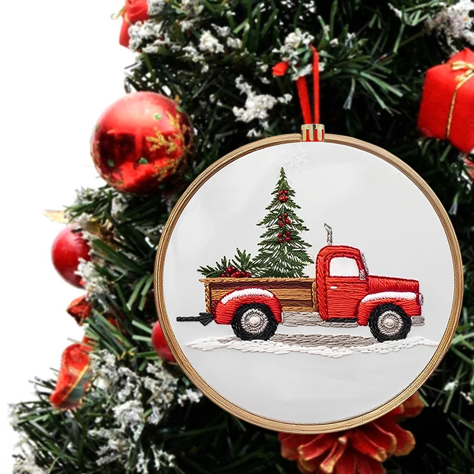 Manualidades Navidad Bordado A Mano Bordado Navidad Adultos Kit Bordado Navidad 3 Piezas - Punto De Cruz Para Principiantes, Con Bastidor Regalo Bordado DIY Kit Manualidades Navidad Para Principiantes