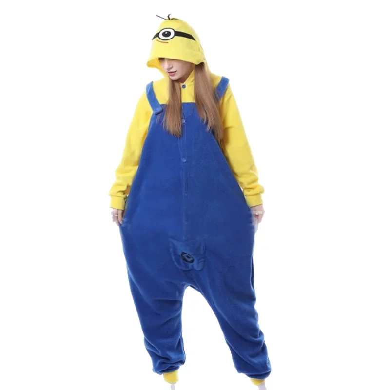 Minions Cosplay Kigurumi Onesies Pajamas Cartoon Anime Jumpsuit Sleepwear Adult Home Clothes Christmas Halloween Costume
