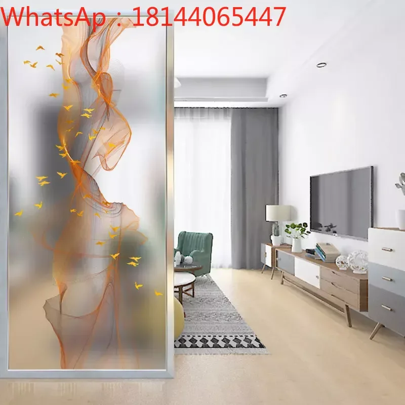 

Современный художественный стеклянный экран для гостиной, перегородка, матовое полупрозрачное украшение светильник, роскошный вход, абстрактная живопись