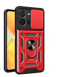 Shockproof Armor Case with Slide Camera Cover for VIVO Y18e (RD)