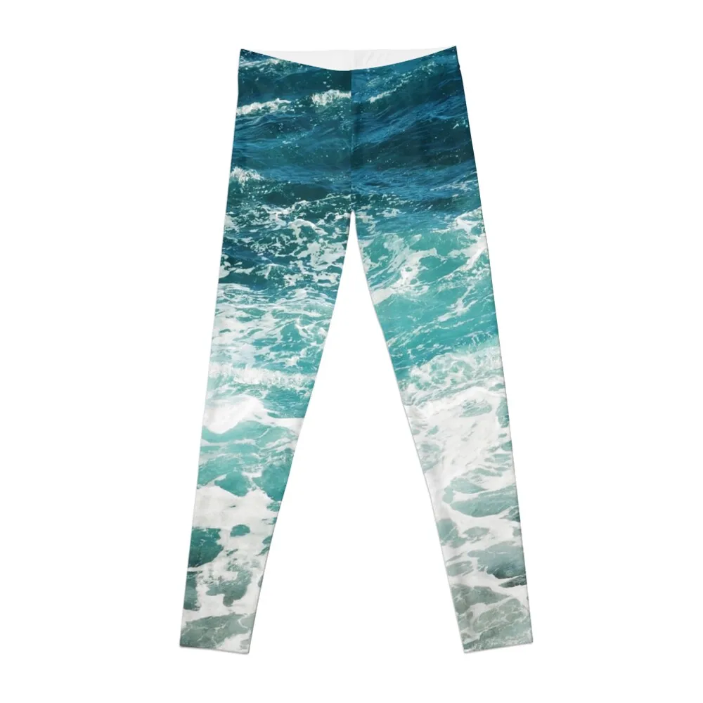 

Blue Ocean Waves Leggings for fitness Golf wear Womens Leggings