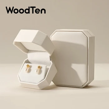 WoodTen New Octagonal Jewelry Organizer Box for Earrings Ring Pendant Necklace Bracelet Storage Leather Gift Box Packaging Box 1