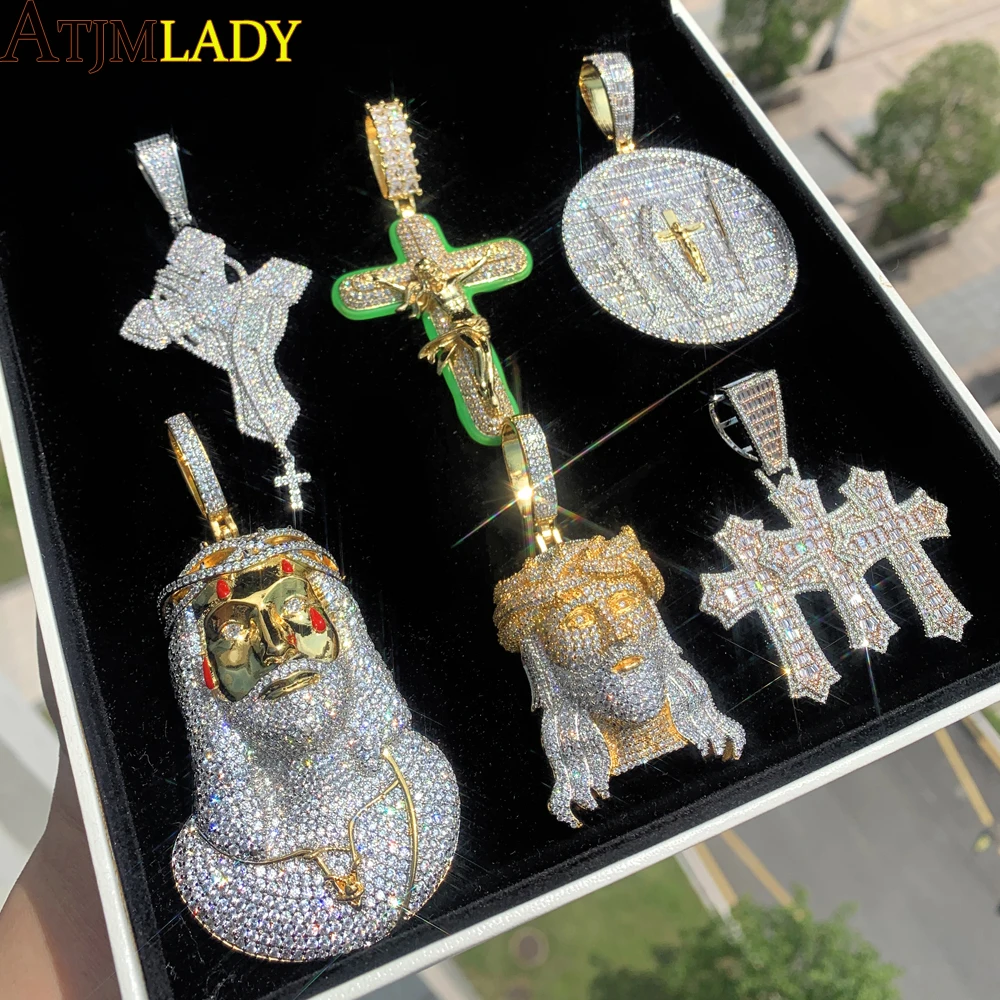 New Jesus Christ Head Necklace Full Micro Paved 5A Cubic Zirconia