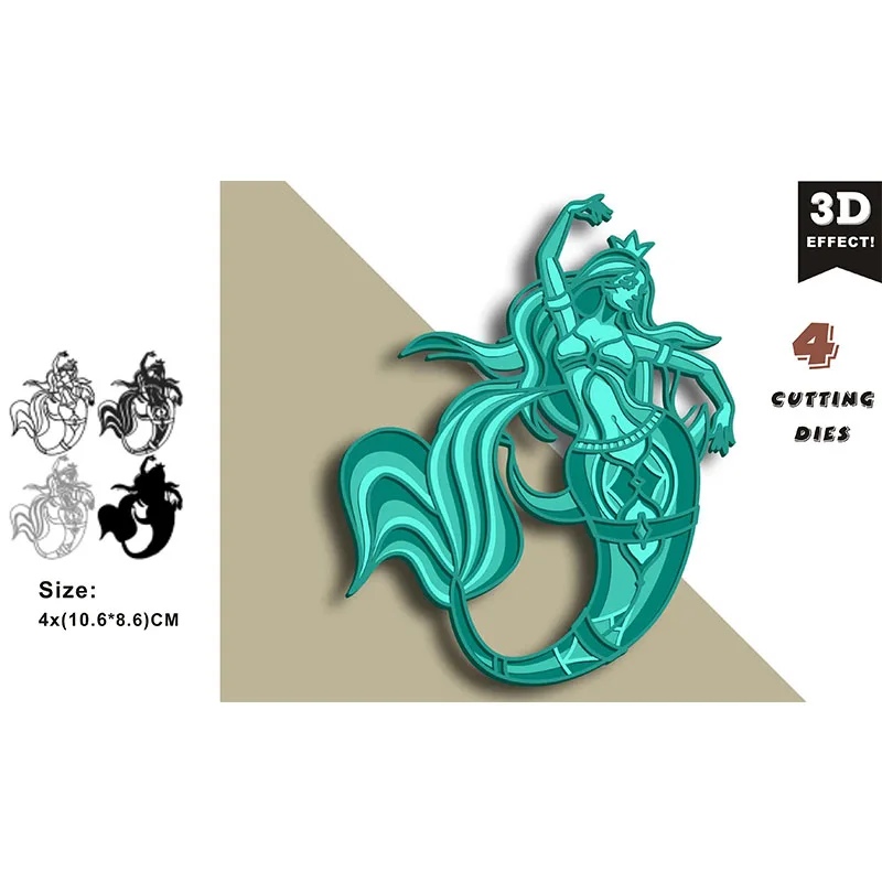 

Новые многослойные металлические штампы 3d Русалка для высечки скрапбукинга/украшение для фотоальбома тисненые бумажные открытки для творчества