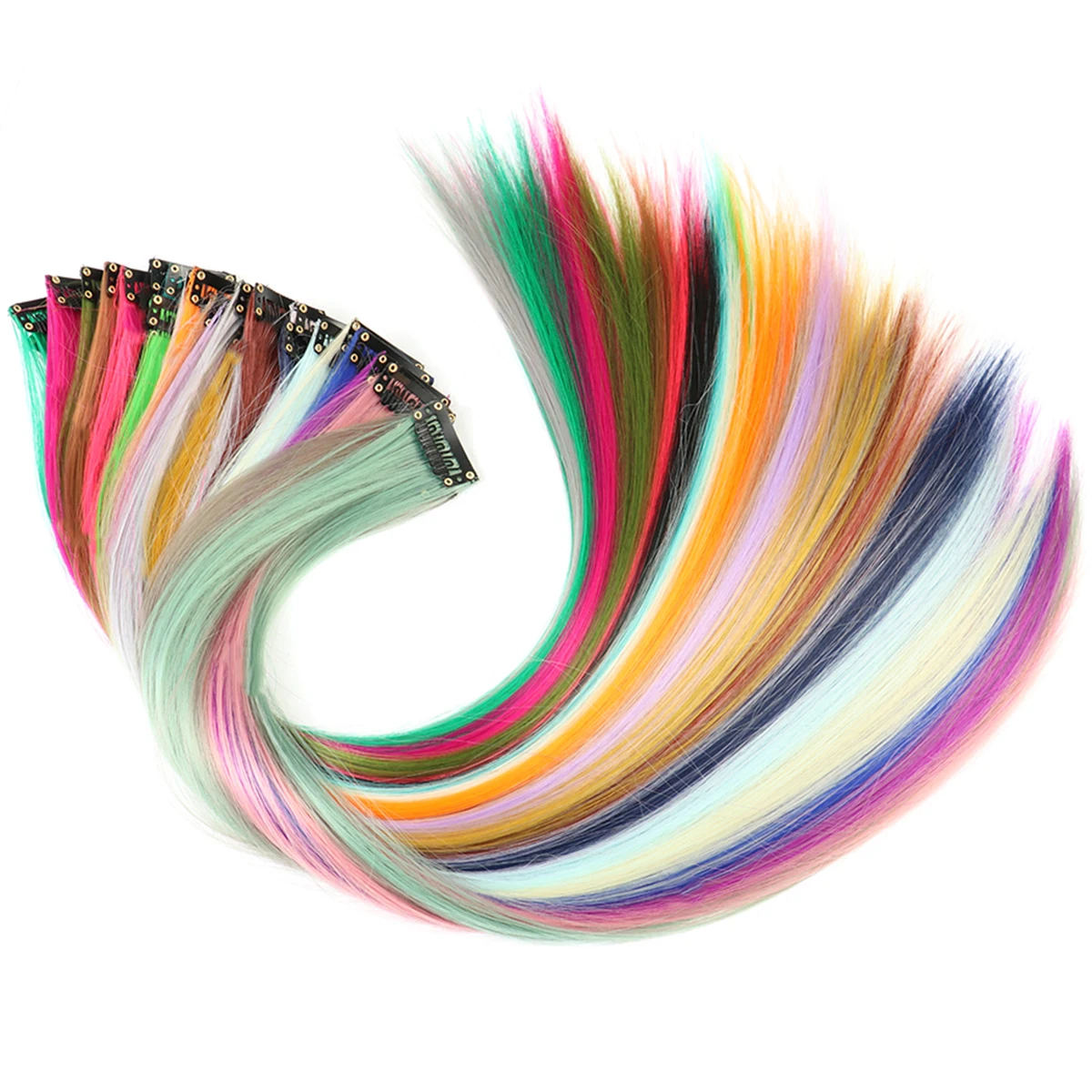 Colored Hair Extensions Lilac color Clip in Hair Extension 12 PCS Highlight Colorful Piece Straight Synthetic Hairpieces hair extensions