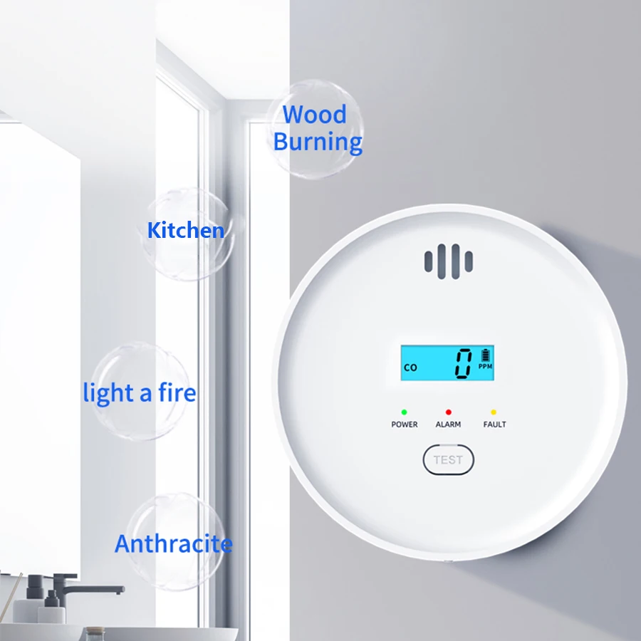 Smoke Detector Composite Carbon Monoxide Sensor SMARSECUR 10 Years Battery 2 in 1 Independent CO Smoke Alarm Fire Protection - 4