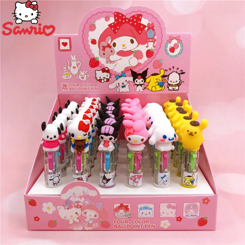 36pcs/box Sanrio 4 color Ballpoint Pen Melody Cinnamoroll Kuromi Hello