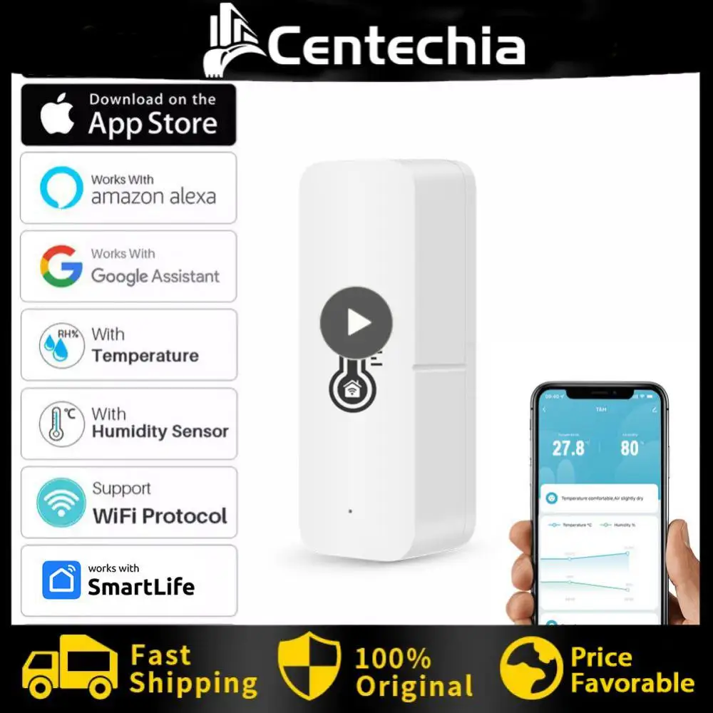 

Смарт-датчик температуры и влажности Tuya Smart Wifi 3,0, работает с приложением Alexa Home Smart Life и т. Д.