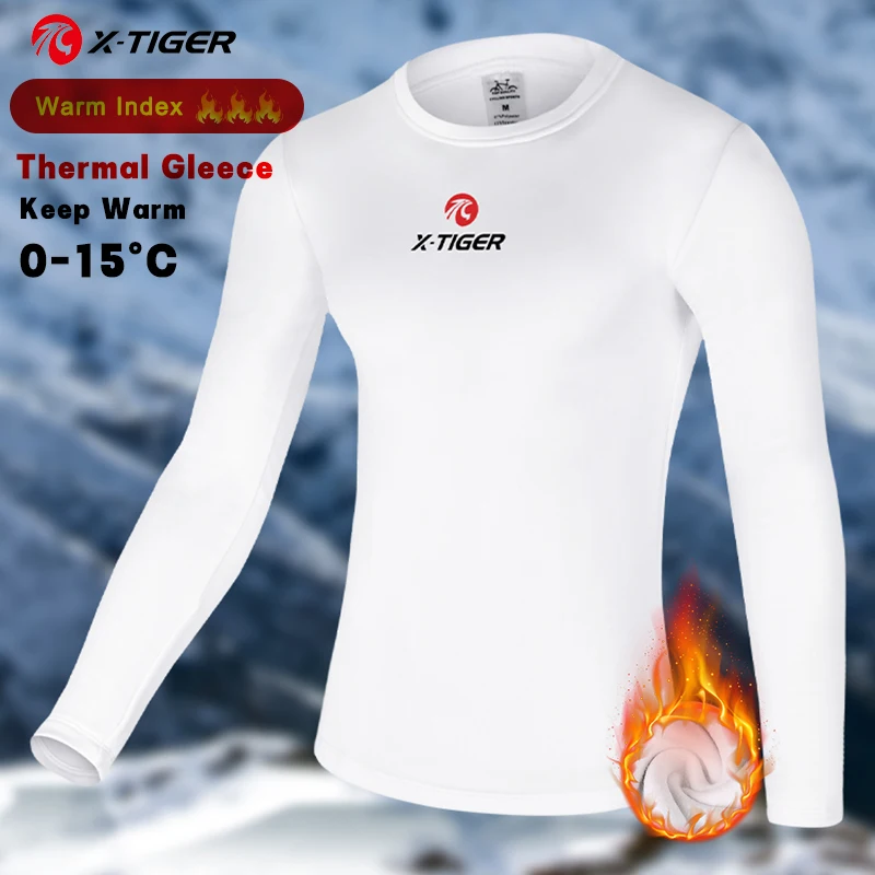 X-TIGER Unisex Winter Base Layer Long-sleeved Cycling Underwear for 5-10&deg;C Outdoor Rides Fleece Keep Warm 3D Cut Bike Innerwear