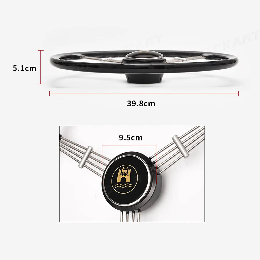 15inch 400mm Ivory Black Banjo Vintage Steering Wheel For