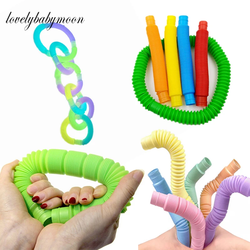 

DIY Luminous Pop Tubes Fluorescent Color Stretched Plastic Tube Corrugated Telescopic Tube Vent Decompression Toy Long Squishy