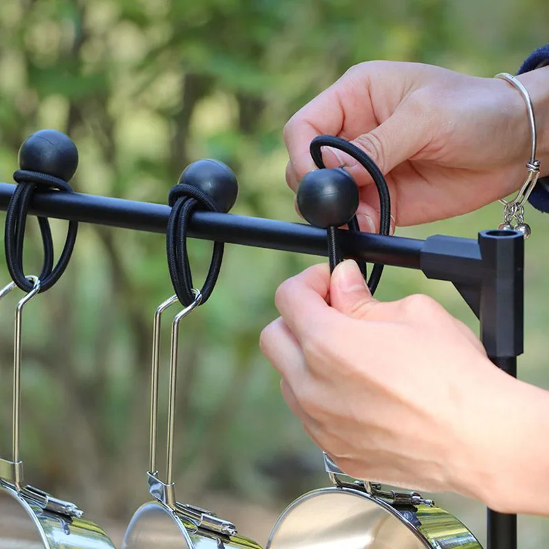 10/50pcs Black Bungee Balls Camping Gadgets Outdoor Elastics Rope Bungee Cord Outdoor Tent Stakes Rope Ball Tie Down