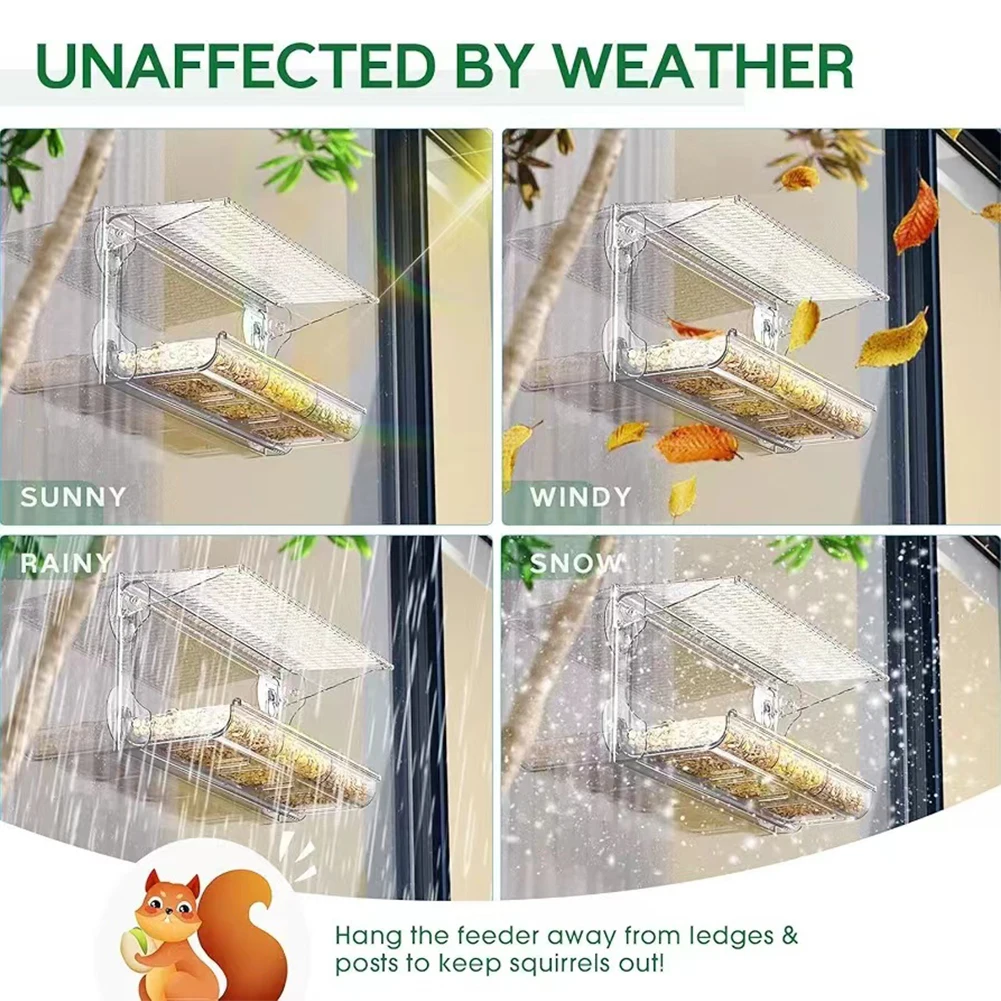 Window Bird Feeder with Strong Suction Cups Window Mounted Feeder Detachable Hanging Birdhouse for Outside Garden Yard