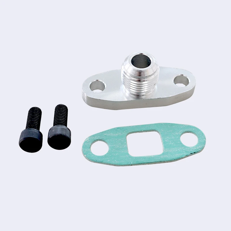 Aluminum Turbo Oil Drain Outlet Flange Gasket Adapter Kit Set 10AN 10 AN Fitting T3 T4