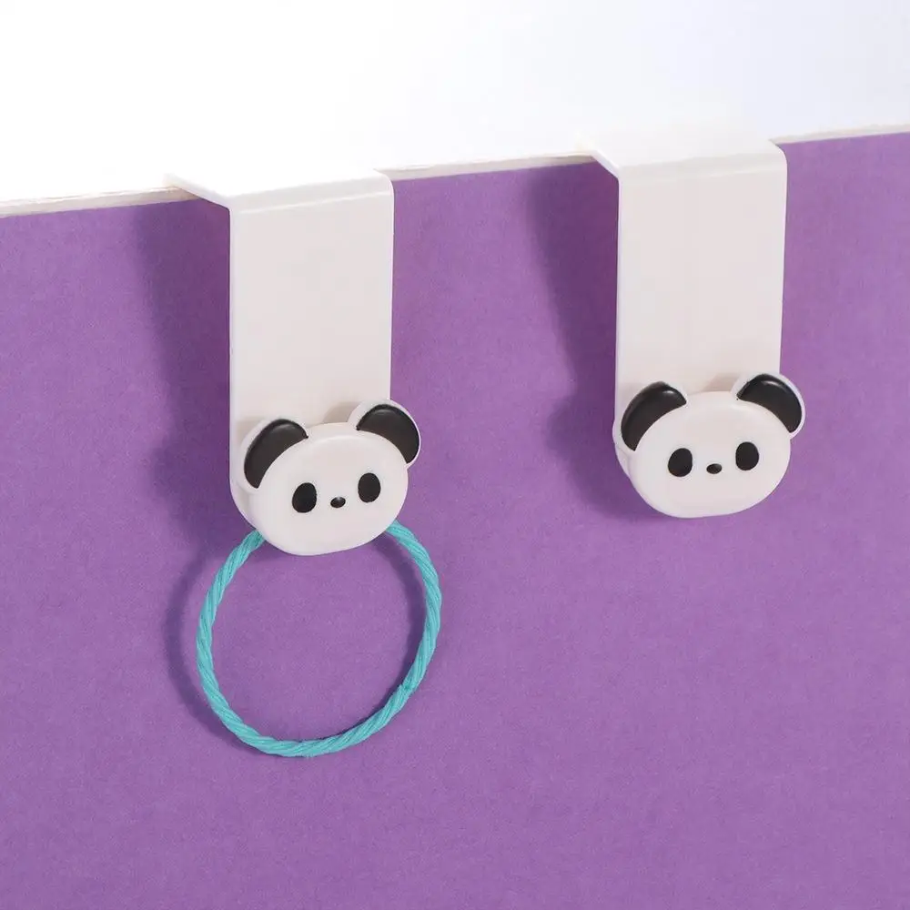 

2pcs White Panda Plastic Hook Creative Traceless Space Saving Garbage Bags Wall Hanger Cute Panda Door Hook Cabinet