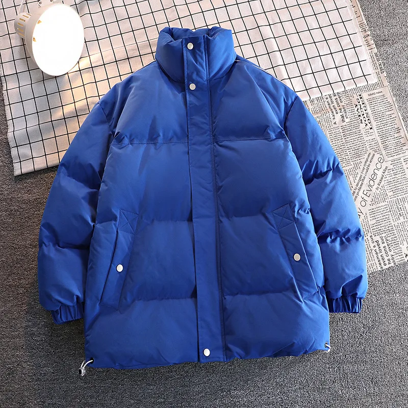 Winter Jackets Men Stand Collar Thicken Warm Parka Long Sleeve Solid Zipper Cotton-padded Jacket Coat Loose Casual New