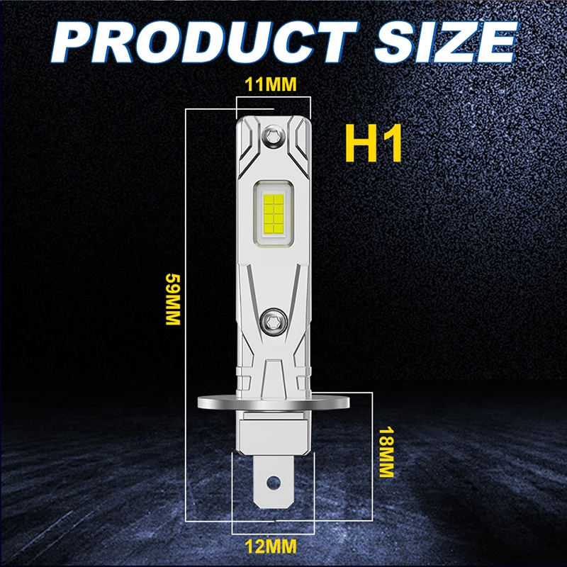 2Pcs H1 미니 LED 헤드라이트 전구 5900W CANBUS 6600000LM 고출력 자동 램프 6000K 플러그 앤 플레이 자동차 조명용 울트라 브라이트 팬리스