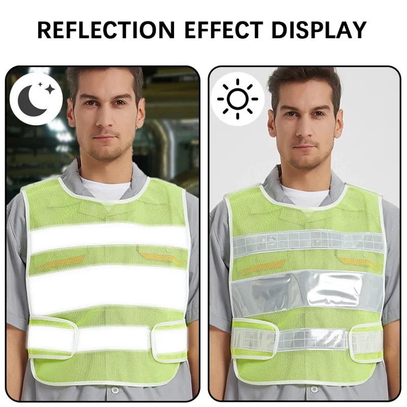 Night Safety High Visibility Reflective Strip Vest Workwear Waistcoat Jacket Unisex Night Traffic Cycling Sleeveless Vest Tops