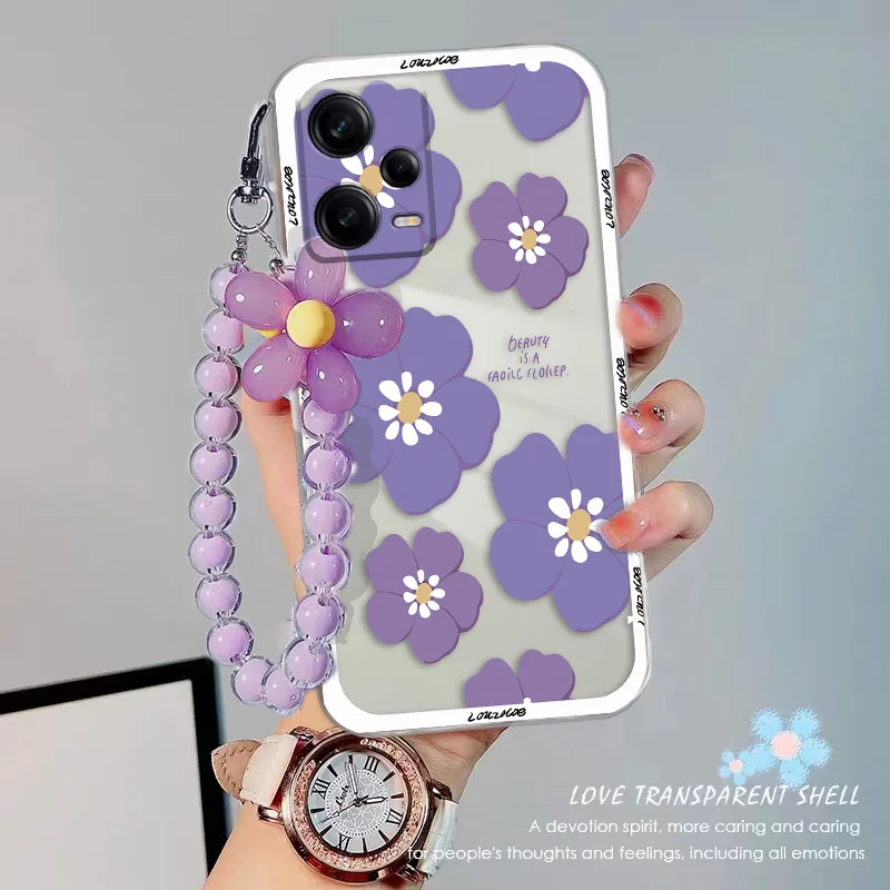 3D Pink Flower Girl Rainbow Smile Case Per Honor X8A X9 X8 4G 5G X9A Love Heart Hang Chain Tpu Phone Cover