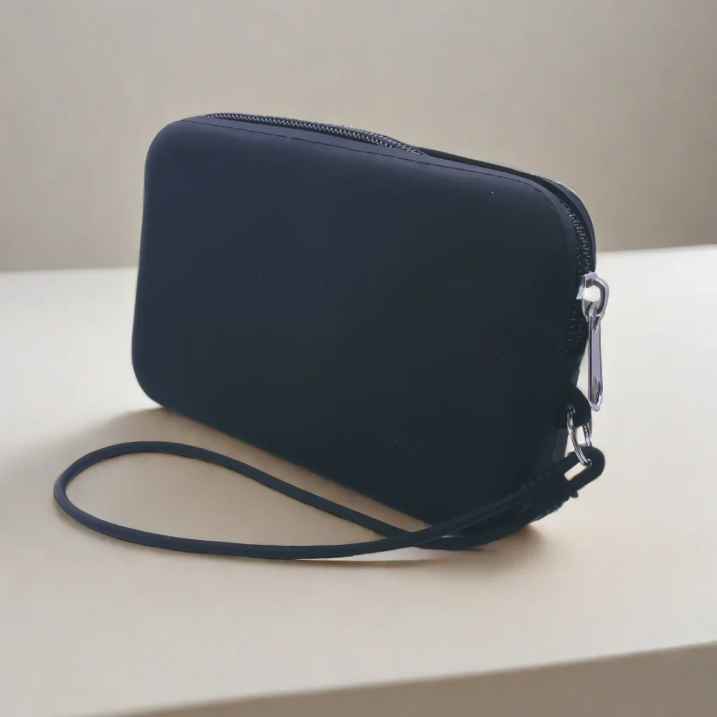 Solid Color Cosmetic Bag Portable Rectangle Silicone High Capacity Coin Purse Headphone Bag Small Item Bag Stationery Bags Women