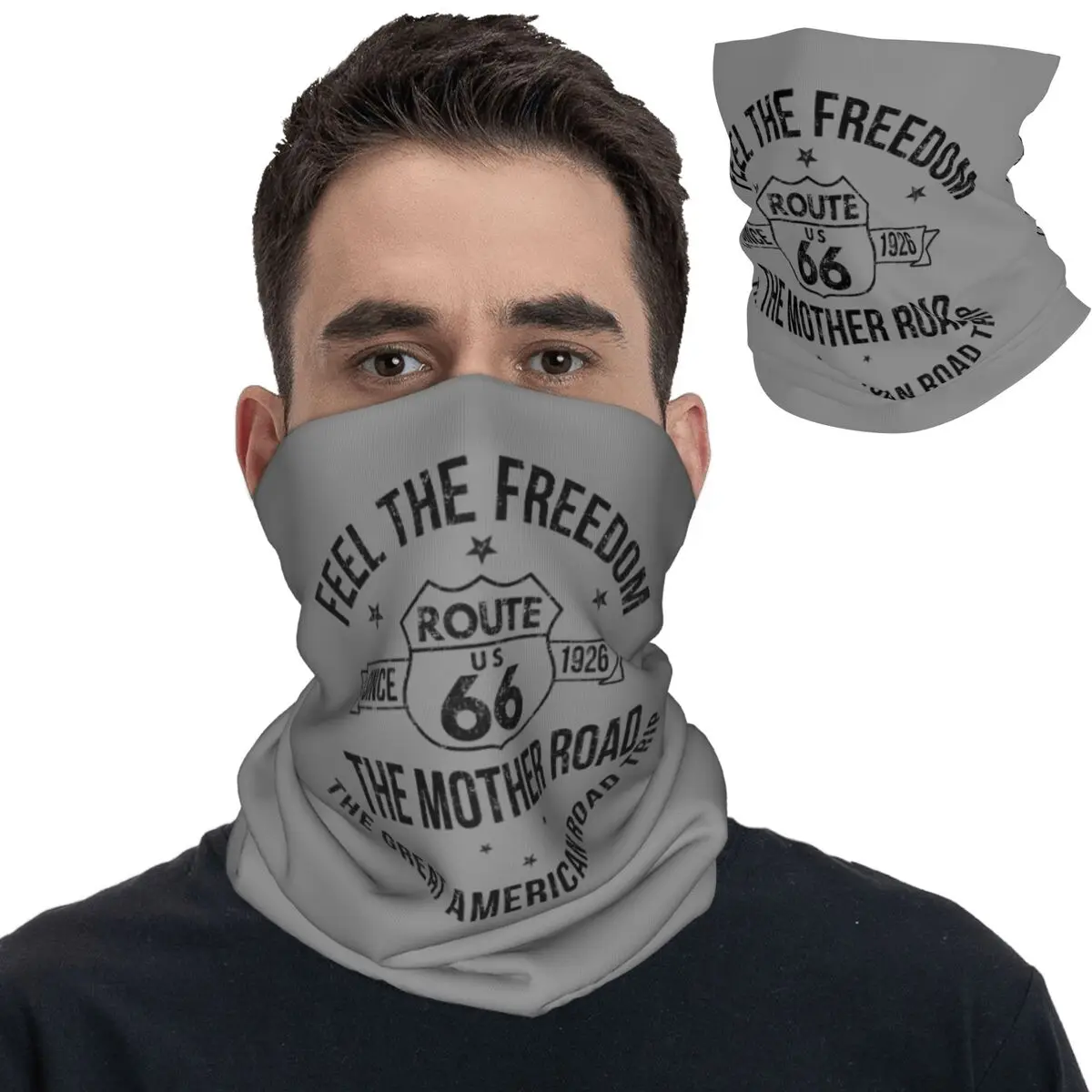 

American Highway Route 66 Bandana Neck Cover Printed Balaclavas Mask Scarf Warm Headwear Running for Men Women Adult